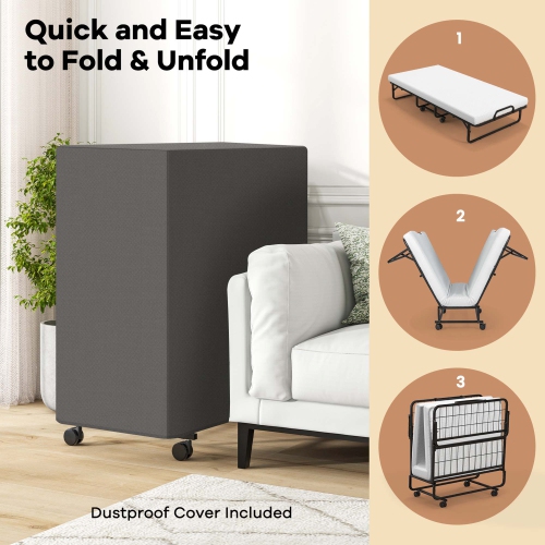 Lit pliant 75 x 39 po avec matelas en mousse à mémoire et housse d'oreiller de Costway, cadre en métal