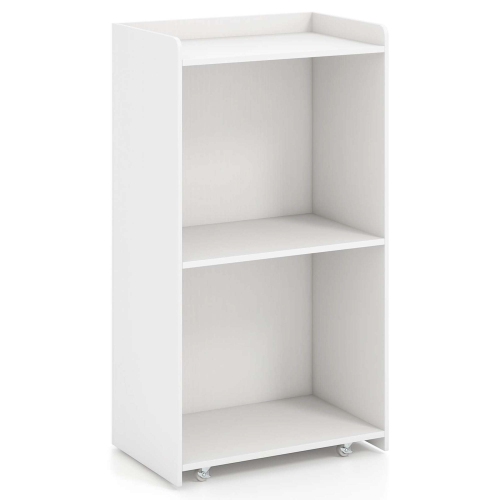 Costway 41" Presentation Podium with 2 Storage Shelves Laptop Computer Cart 4 Casters Black/White