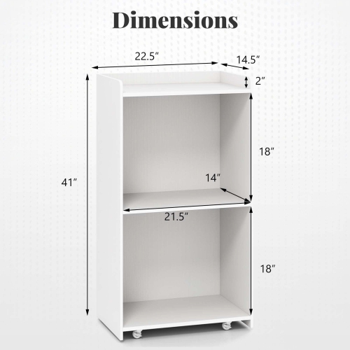 Costway 41" Presentation Podium with 2 Storage Shelves Laptop Computer Cart 4 Casters Black/White