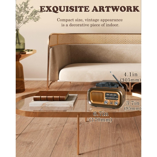 Petite radio rétro avec Bluetooth, Transistor portatif Radio AM FM SW, Excellente réception, Prise en charge TF Card Lecteur MP3 USB