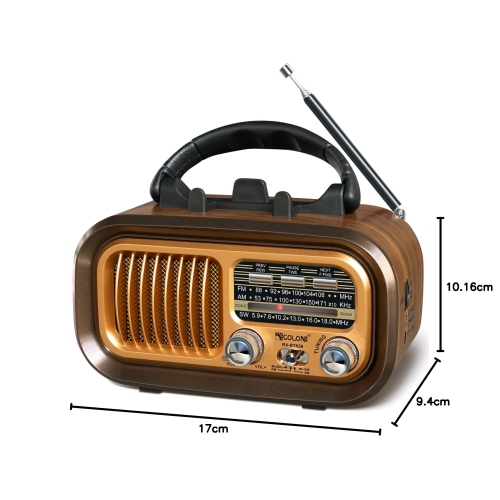 Petite radio rétro avec Bluetooth, Transistor portatif Radio AM FM SW, Excellente réception, Prise en charge TF Card Lecteur MP3 USB