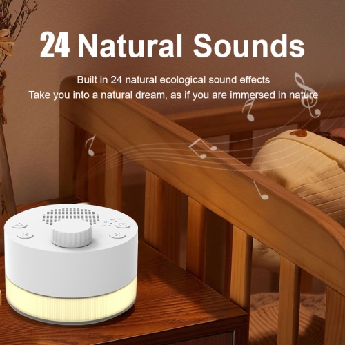 Instrument de sommeil intelligent à bruit blanc, mini appareil d'aide au sommeil portatif avec veilleuse et 24 types de musique pour apaiser les