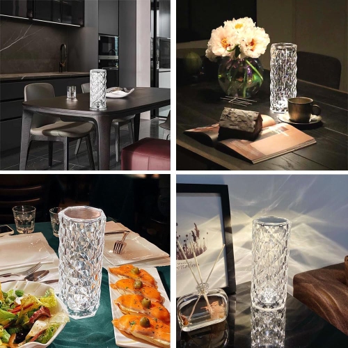 Décoration de lampe rose cristal populaire, lampe de table chambre internet célébrité atmosphère, lampe de chevet commande tactile rechargeable,