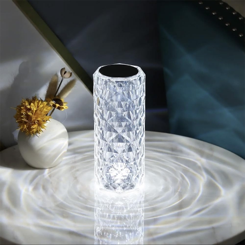 Décoration de lampe rose cristal populaire, lampe de table chambre internet célébrité atmosphère, lampe de chevet commande tactile rechargeable,