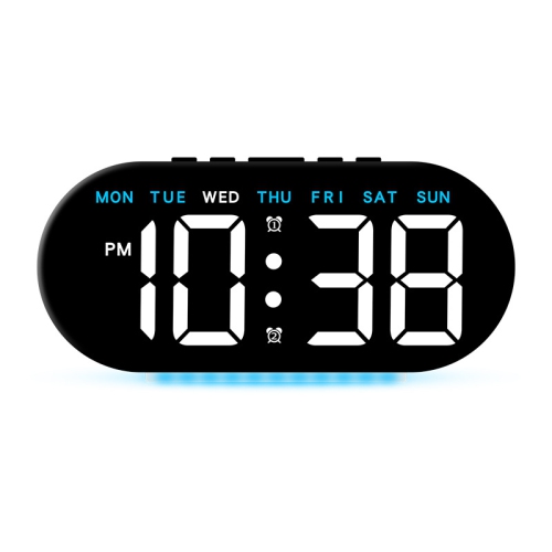 Simple large screen LED electronic clock, stylish atmosphere light bedside alarm clock, with 12/24 hour display, week, date, temperature, memory