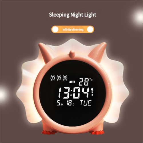 New LED clock, dinosaur electronic clock small alarm clock, student-specific gift clock, bedside electronic alarm clock luminous alarm clock, pink