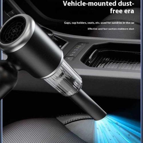 Car vacuum cleaner, household wireless portable car vacuum cleaner, suction and blowing in one, powerful air dust collector, 12V three-speed black,