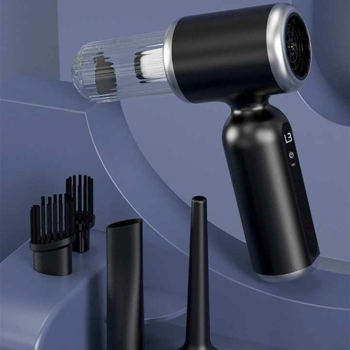 Car vacuum cleaner, household wireless portable car vacuum cleaner, suction and blowing in one, powerful air dust collector, 12V three-speed black,