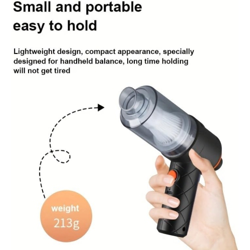 Household vacuum cleaner, wireless charging for small car, fully automatic high-power powerful car vacuum cleaner, 5500Pa, 120W, USB charging, black