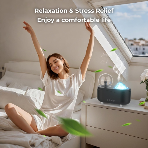 Essential Oil Diffuser, Bedroom Aromatherapy Diffuser Humidifier With Wireless Bluetooth Speaker, 7 Colors LED Light and Plasma