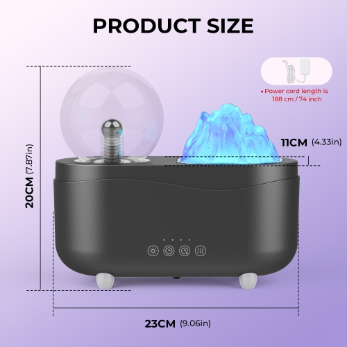 Essential Oil Diffuser, Bedroom Aromatherapy Diffuser Humidifier With Wireless Bluetooth Speaker, 7 Colors LED Light and Plasma