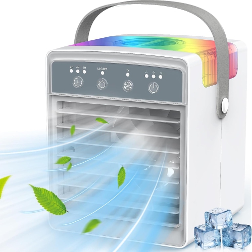 Portable Air Cooler,Mini Air Conditioners for Room,Oscillating Small Mini AC with Timer,Desktop Cooling Fan for Office Bedroom