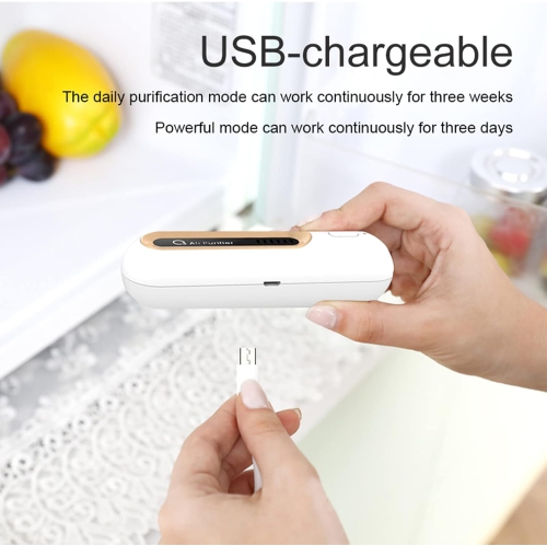 Mini USB Air Purifier,Portable Rechargeable Fridge Deodorizer,Refrigerator Odor Eliminator for Car,Closet,Wardrobe