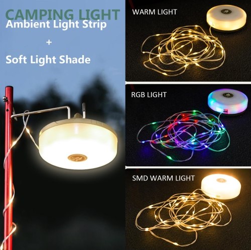 Camping Lights Multifunctional String Lantern with String Light(29.5Ft), LED Camp String Lights Tent Light for Emergency,Outdoor,Hiking