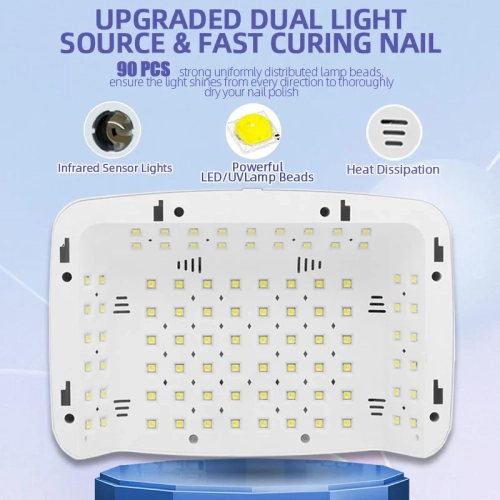 90LEDS UV LED Lamp For Nail Manicure 380W Professional Gel Polish Drying Lamps With Hand Pillow Wear High-power Nail Dryer