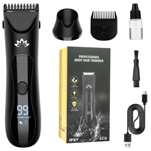 MYACUC  Men's Body Hair Trimmer, Portable Multi-Function Shaver With Lcd Display, Ipx7 Waterproof And Led Lighting