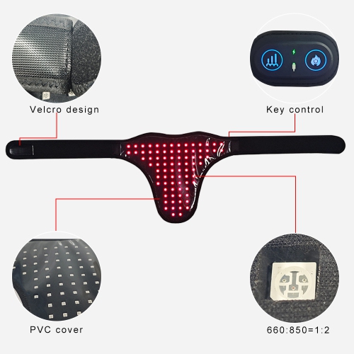 Ceinture chauffante Red Light Therapy, utilisée pour soulager les douleurs abdominales et de taille, adaptée aux hommes et aux femmes