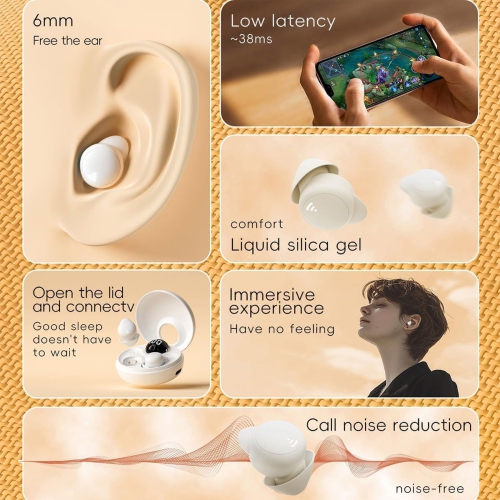 Invisible Wireless Bluetooth Earplugs Sleep Noise Reduction Mini Earplugs Invisible In-ear Micro Sleep Headphones Small Ear Invisible Earplugs Sleep