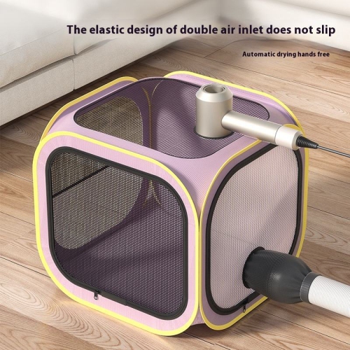 Portable foldable cat drying room pet drying box cat and dog bath blow dry artifact dryer blow hair without flying hair dryer bag home blow, purple