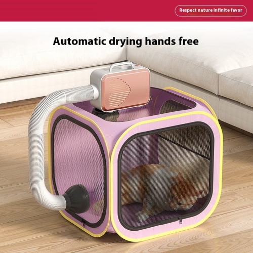 Portable foldable cat drying room pet drying box cat and dog bath blow dry artifact dryer blow hair without flying hair dryer bag home blow, purple