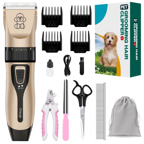 Dog Grooming Set Electric Hair Clipper Low Noise Electric Silent Rechargeable Cordless Pet Hair Trimmer Set for Dogs, Cats and Other Pets