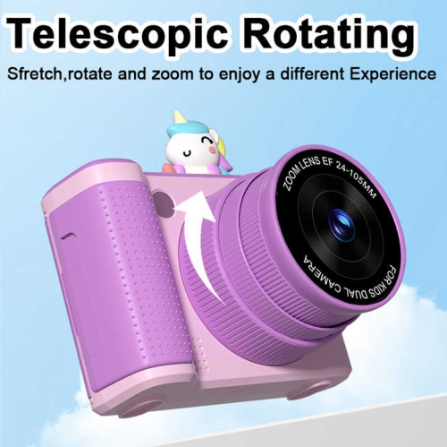 S6 Kids Camera" 48MP Dual Camera + 16x Zoom | Mini Toy Camera | Safe and Eco-friendly | Best Gift with LED Fill Light MOS Imaging Sensor Pink +