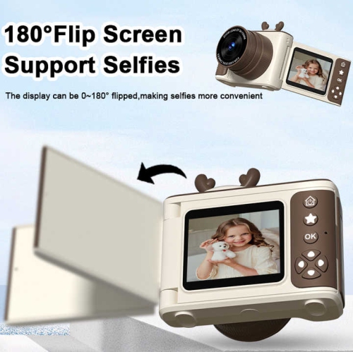 S6 Kids Camera" 48MP Dual Camera + 16x Zoom | Mini Toy Camera | Safe and Eco-friendly | Best Gift with LED Fill Light MOS Imaging Sensor Pink +