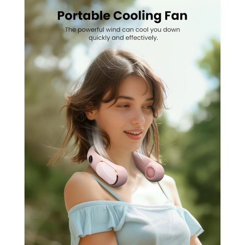 Small Neck Cooling Fan, 4 Speeds, Hands-Free Wearable Battery Powered, USB Neck Cooling, Indoor and Outdoor Use, Digital Display, Adjustable Width,