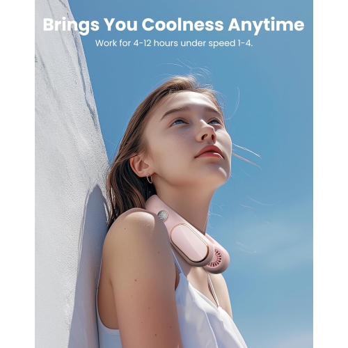 Small Neck Cooling Fan, 4 Speeds, Hands-Free Wearable Battery Powered, USB Neck Cooling, Indoor and Outdoor Use, Digital Display, Adjustable Width,