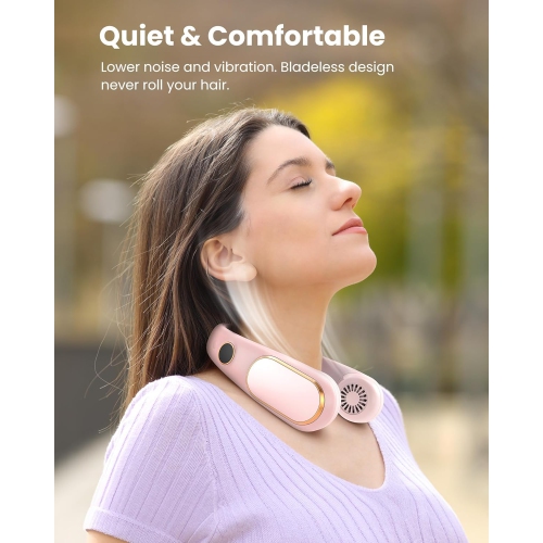 Small Neck Cooling Fan, 4 Speeds, Hands-Free Wearable Battery Powered, USB Neck Cooling, Indoor and Outdoor Use, Digital Display, Adjustable Width,