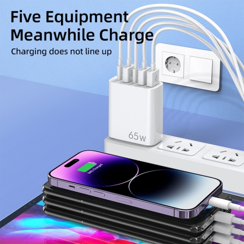 Multi-port 2C 3U plug suitable for European and American standard multi-port charger fast charging head 3USB+2C five-port charging head suitable for