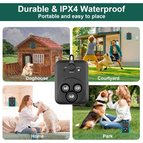 Ultrasonic dog repeller, 3 modes automatic dog barking control device, rechargeable ultrasonic barking box, dog barking deterrent device, effective