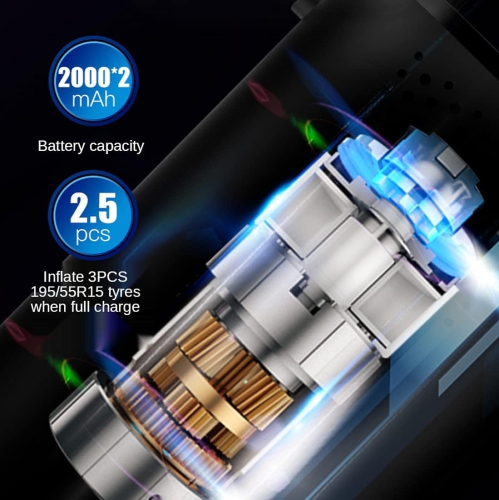 Wireless charging lithium battery model|150PSI fast charging|4 modes intelligent switching|Tire pressure digital display and automatic