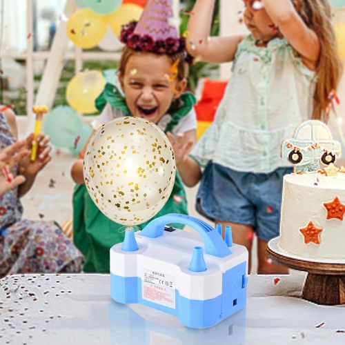 Double nozzle electric balloon pump - quickly inflate aluminum foil balloons and large balloons, with cable tie tool, noise level ≤ 95dB, portable