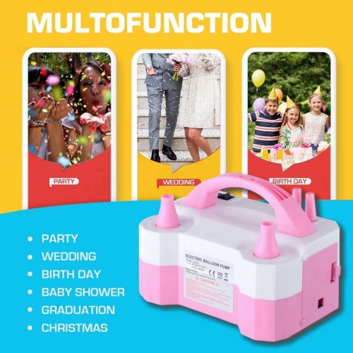 Double nozzle electric balloon pump - quickly inflate aluminum foil balloons and large balloons, with cable tie tool, noise level ≤ 95dB, portable