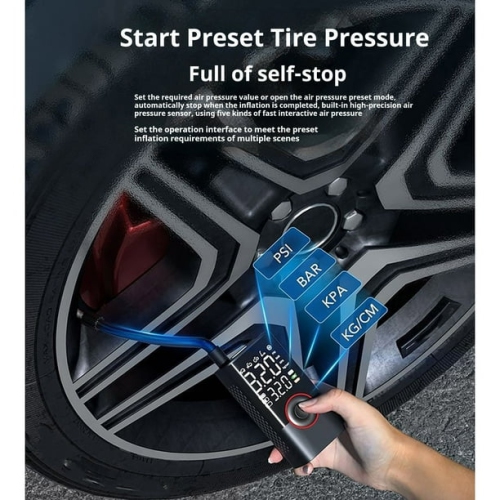 [Wireless and portable] 80W turbo fast charging car air pump | 150PSI high pressure/intelligent dual digital tire pressure display/mobile power