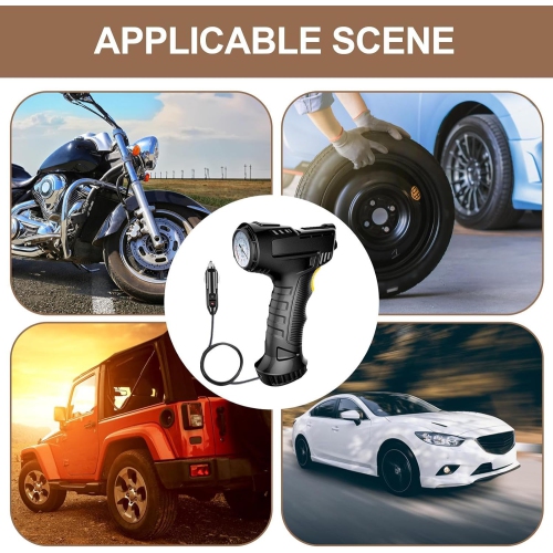 Portable multifunctional electric air pump, intelligent digital display, preset tire pressure, automatic stop when full, with LED light, long battery