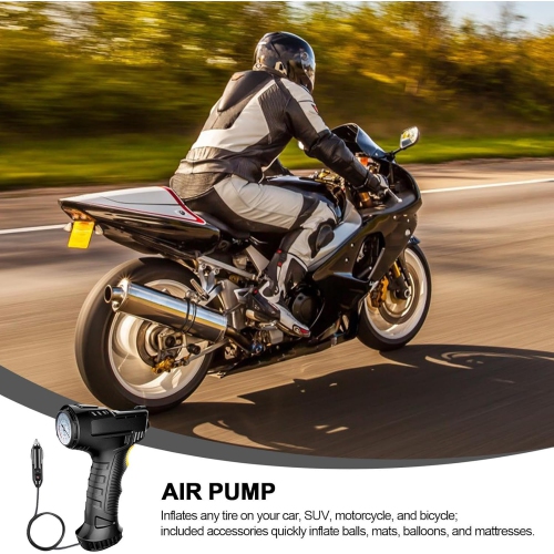 Portable multifunctional electric air pump, intelligent digital display, preset tire pressure, automatic stop when full, with LED light, long battery