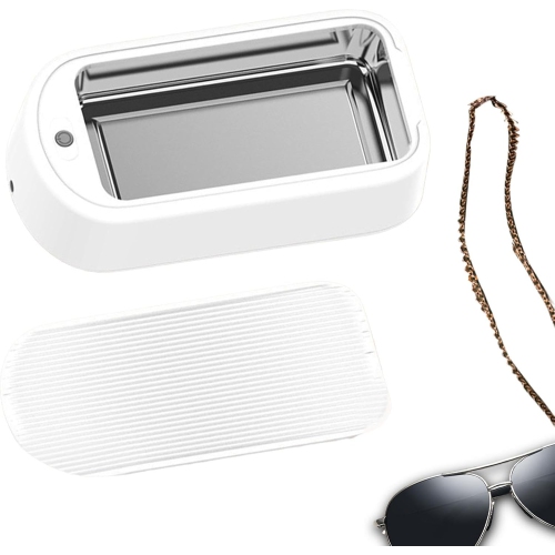 Household fully automatic glasses cleaning ultrasonic glasses cleaning machine jewelry dentures portable cleaning machine - white