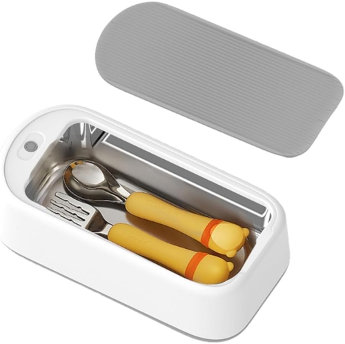 Household fully automatic glasses cleaning ultrasonic glasses cleaning machine jewelry dentures portable cleaning machine - gray