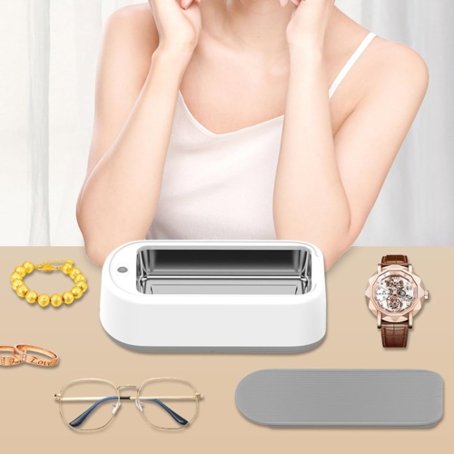 Household fully automatic glasses cleaning ultrasonic glasses cleaning machine jewelry dentures portable cleaning machine - gray