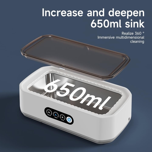 Ultrasonic Cleaner 650 ml Three-speed Touchscreen 48KHz Ultrasonic Cleaner - White