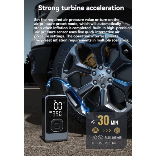 [4000mAh turbo fast charging] Intelligent digital display car air pump | 150PSI high pressure/4 mode switching/LED lighting/mobile power supply