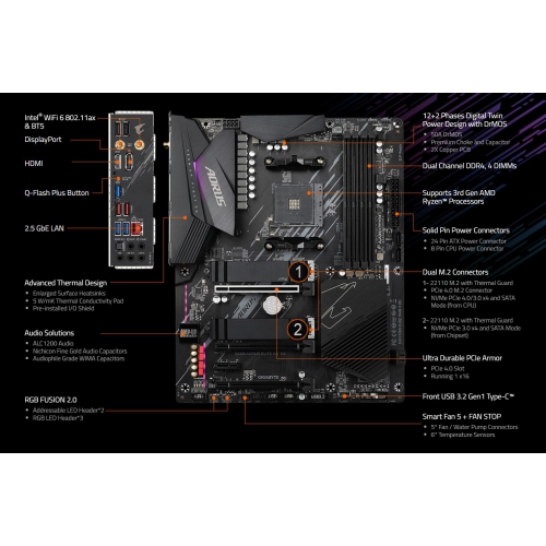 GIGABYTE B550 AORUS ELITE AX V2 AM4 Ryzen 128GB DDR4 Motherboard with Dual M 2 SATA 6GB