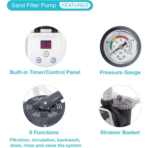 Intex 3,000 GPH Above Ground Pool Sand Filter Pump with Automatic Timer