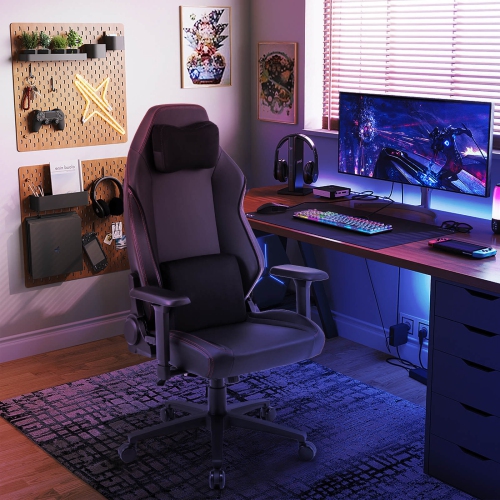 Costway Gaming Chair Ergonomic High Back Computer Chair with Rocking Function & 2D Armrests