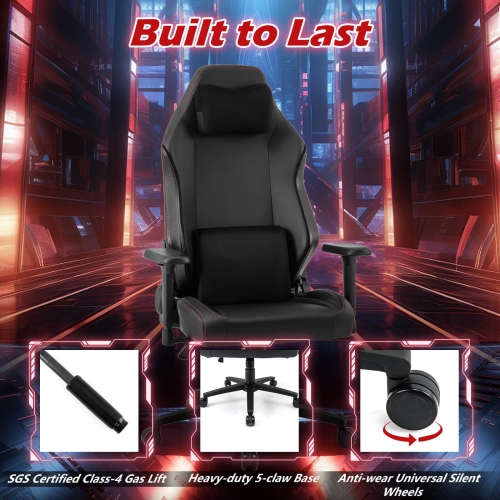 Costway Gaming Chair Ergonomic High Back Computer Chair with Rocking Function & 2D Armrests