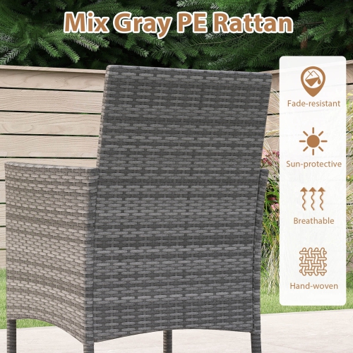 Costway 5 Pieces PE Wicker Patio Dining Set with Cushions and 1.97" Umbrella Hole
