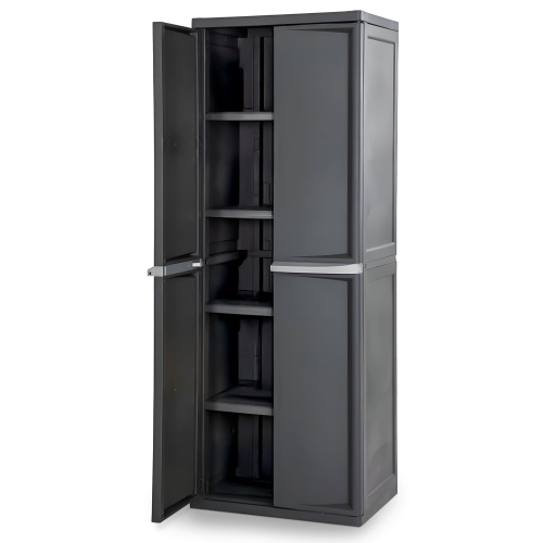 STERILITE  Storage Cabinet, Garage, Pantry, & Kitchen Organizer, 4 Shelves In Gray