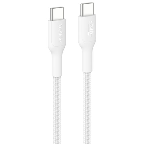 Câble tissé USB-C de 3 m BoostCharge Pro de Belkin - Blanc